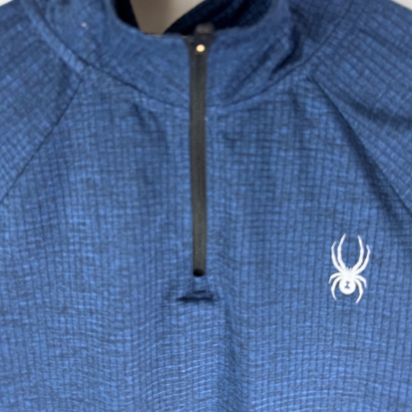 Spyder Active Mens Dark Royal Blue Quarter Zip Long Sleeve Shirt Sz M - Picture 2 of 7
